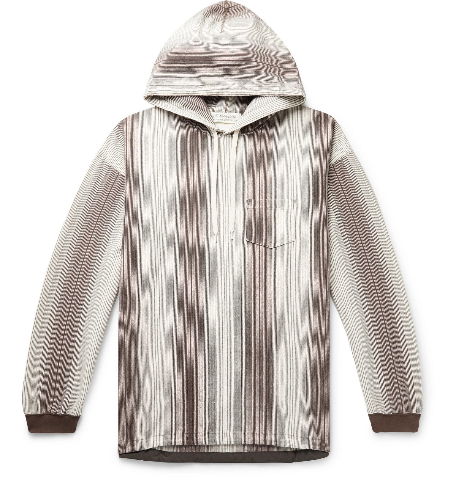 Remi Relief - Striped Cotton-Jersey Hoodie - Brown Remi Relief