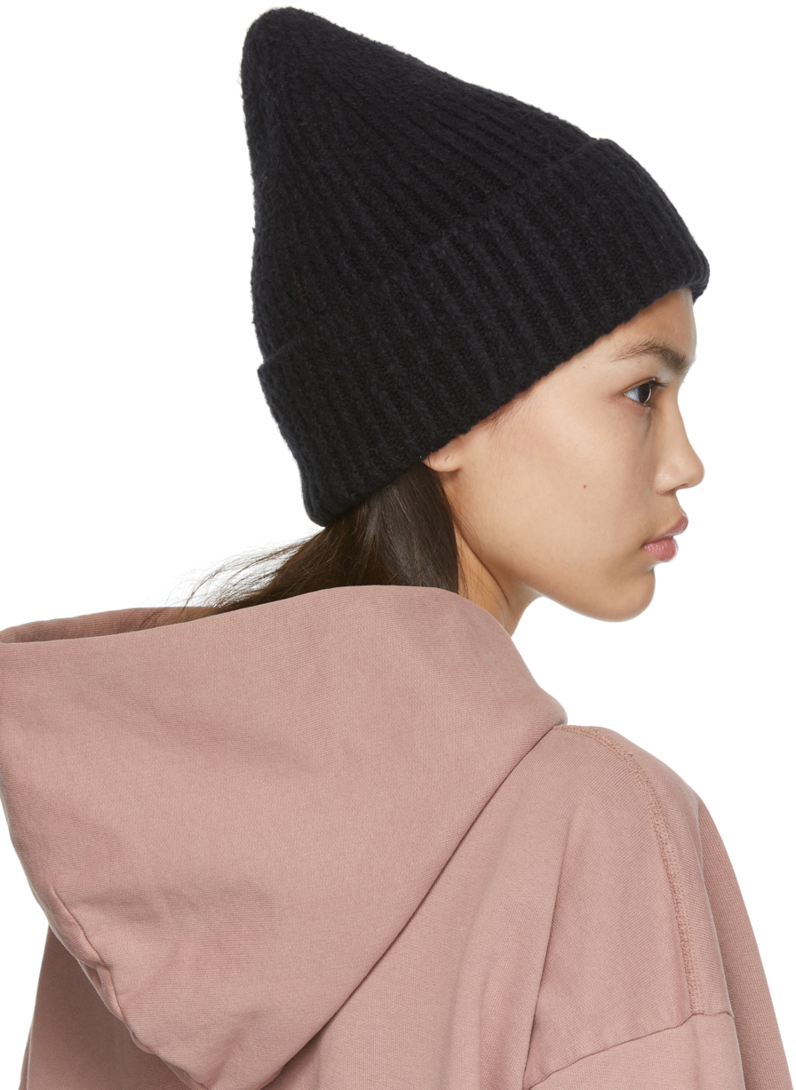 Acne Studios Black Rib Knit Beanie Acne 