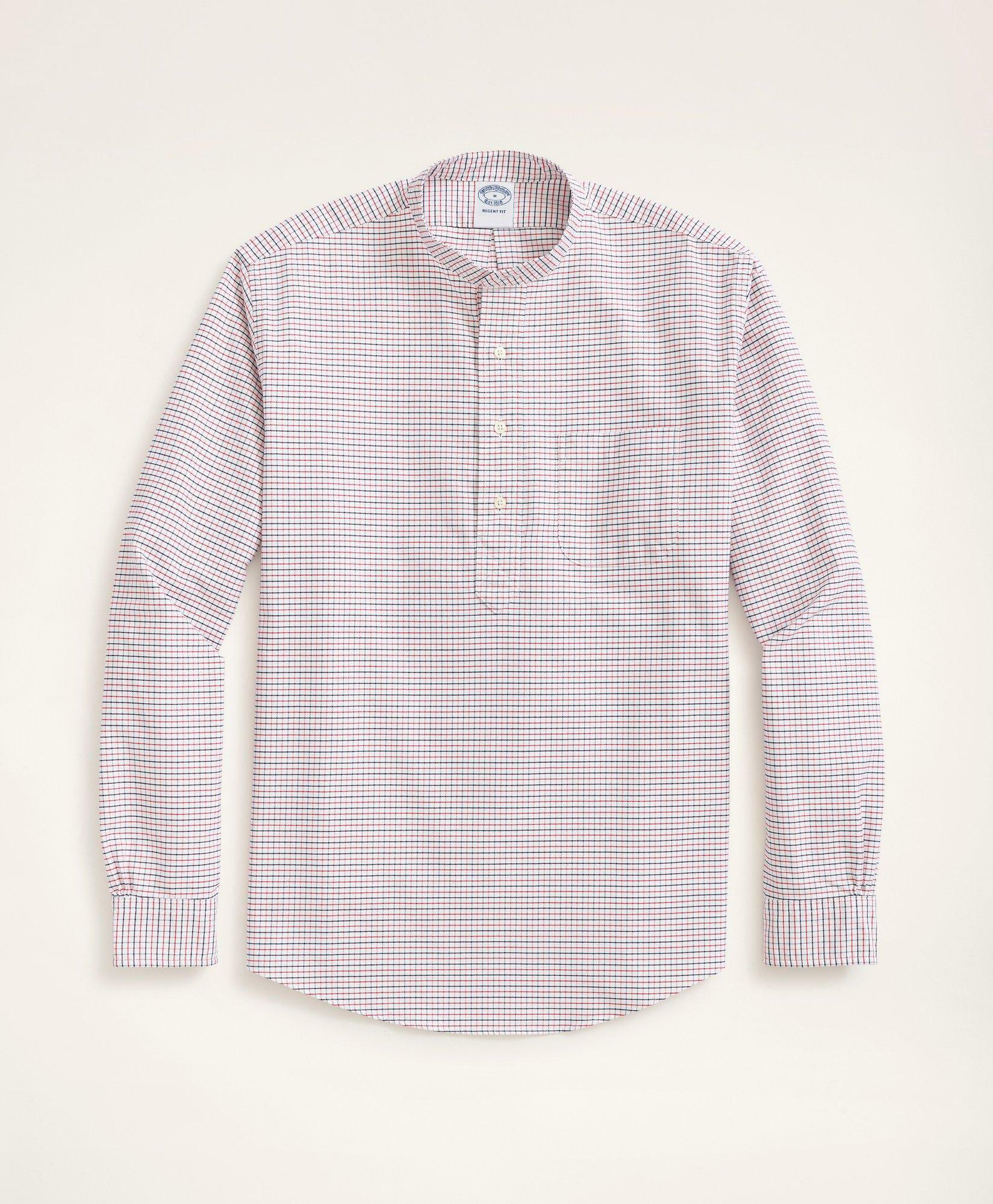 Brooks Brothers Men's Regent Regular-Fit Cotton Oxford Popover Shirt | White/Red