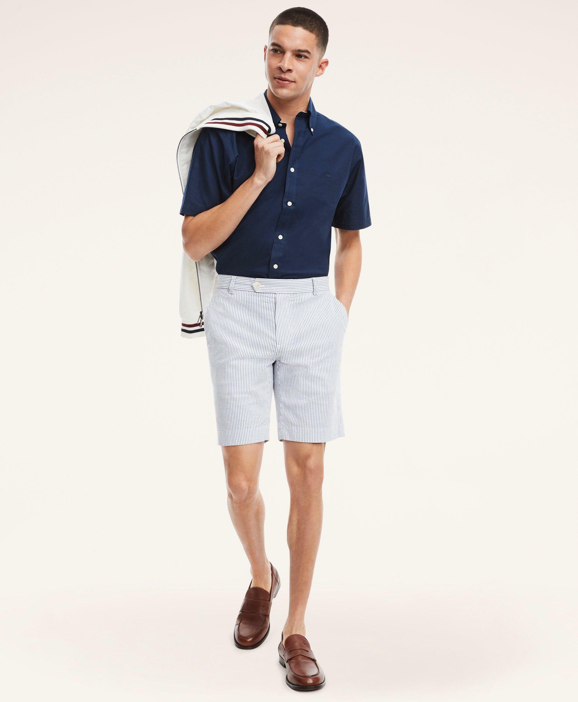 Brooks Brothers Men's Cotton Seersucker Stripe Shorts | Blue