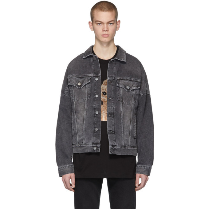 bleached black denim jacket