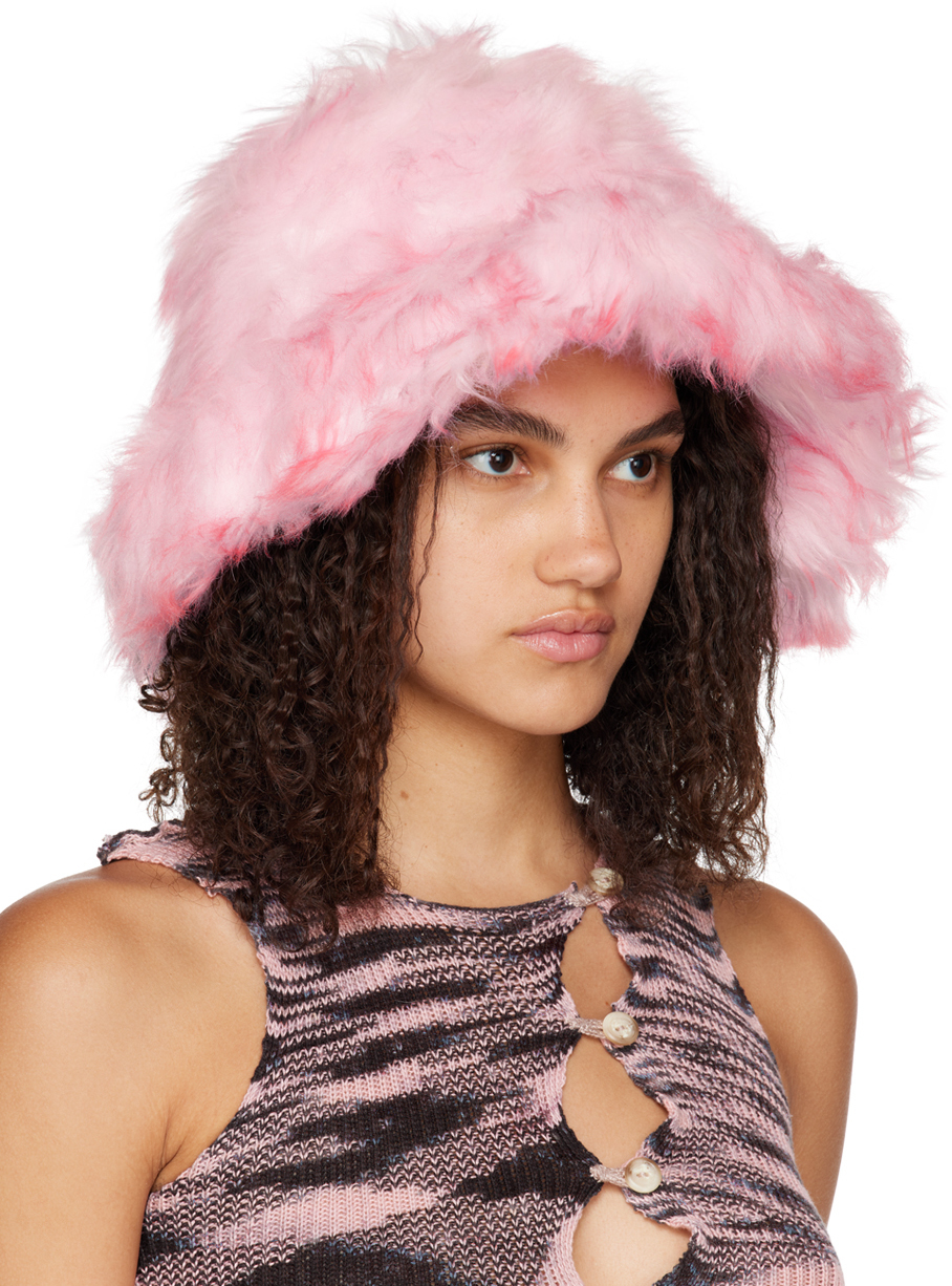 Stand Studio Pink Wera Oversized Faux-Fur Bucket Hat Stand Studio