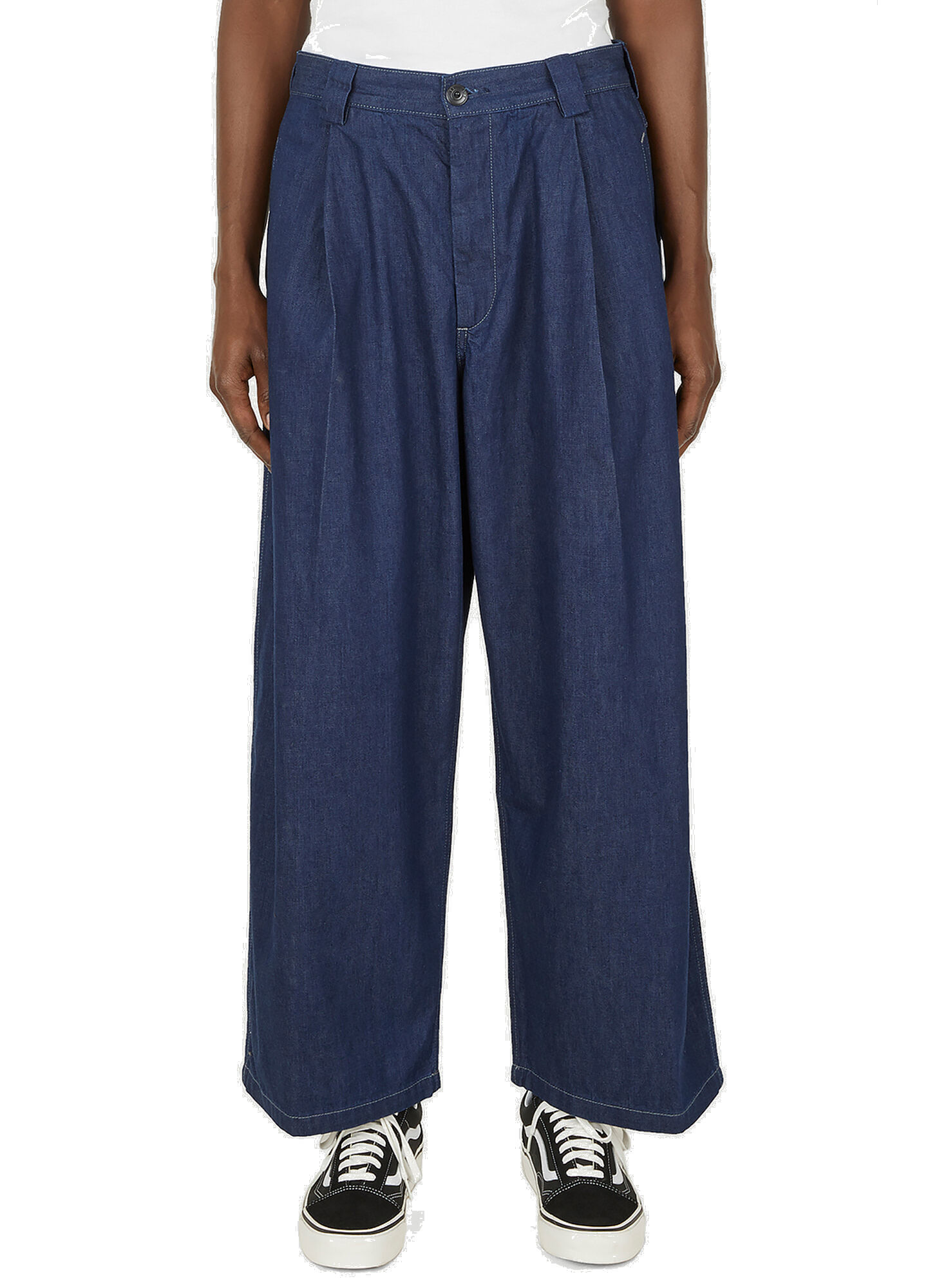 Pleated Wide Leg Jeans in Blue Levis Made and Crafted