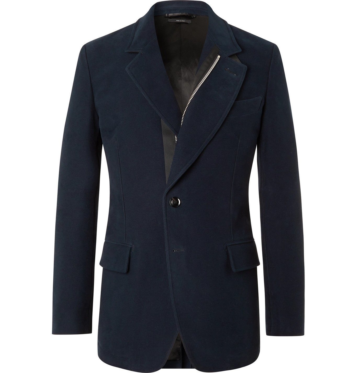 TOM FORD LeatherTrimmed CottonMoleskin Blazer Blue TOM FORD
