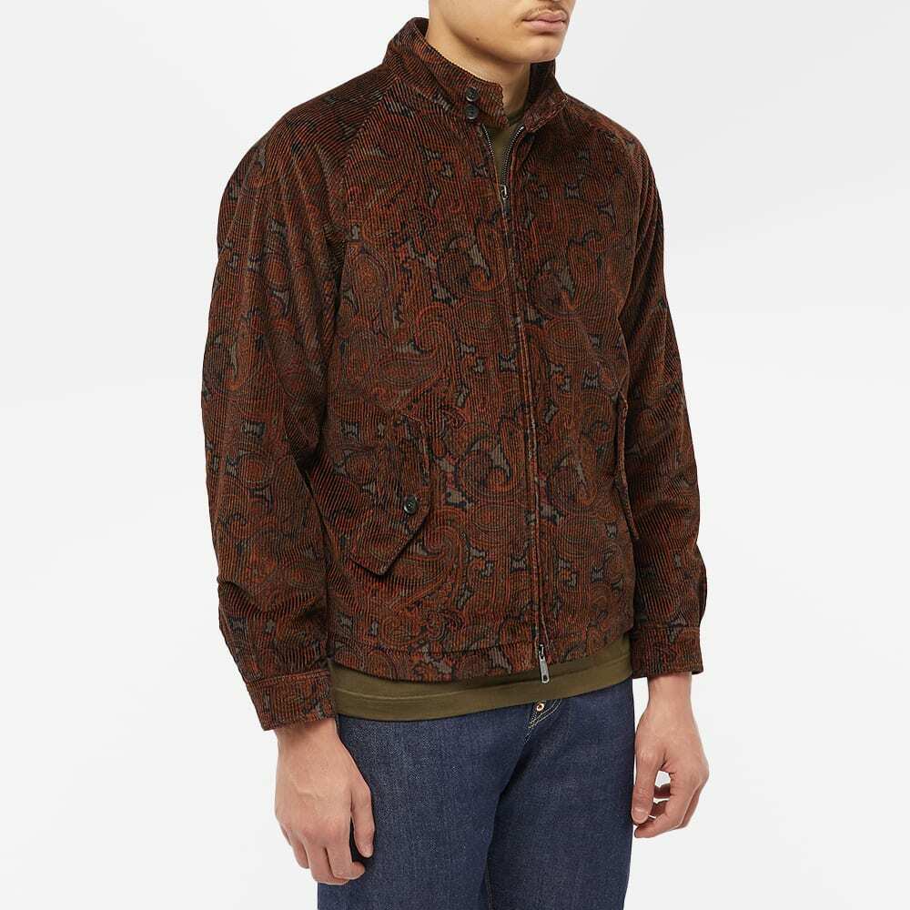 Baracuta Men's G4 Patterned Cord Harrington Jacket in Paisley Brown