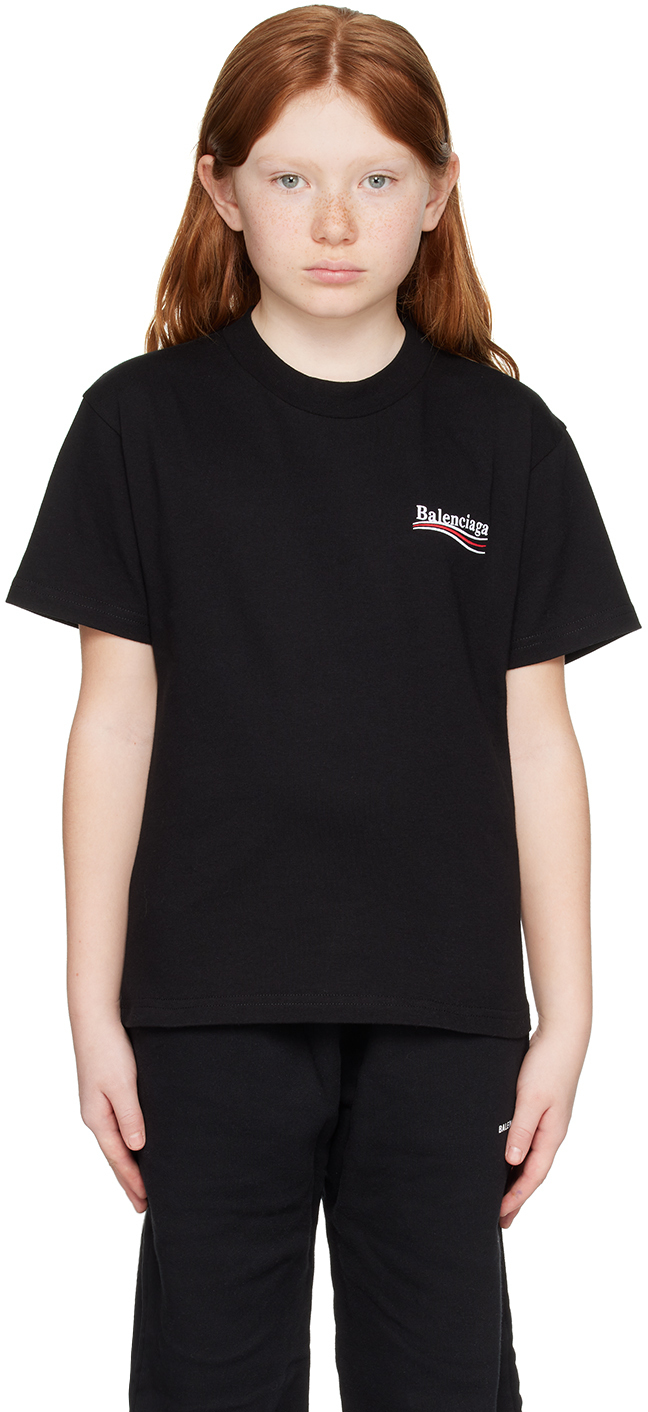 Balenciaga Kids Kids Black Political Campaign T-Shirt Balenciaga Kids