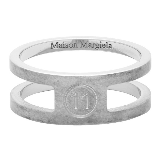 Maison Margiela Silver Decortique Logo Ring Maison Margiela