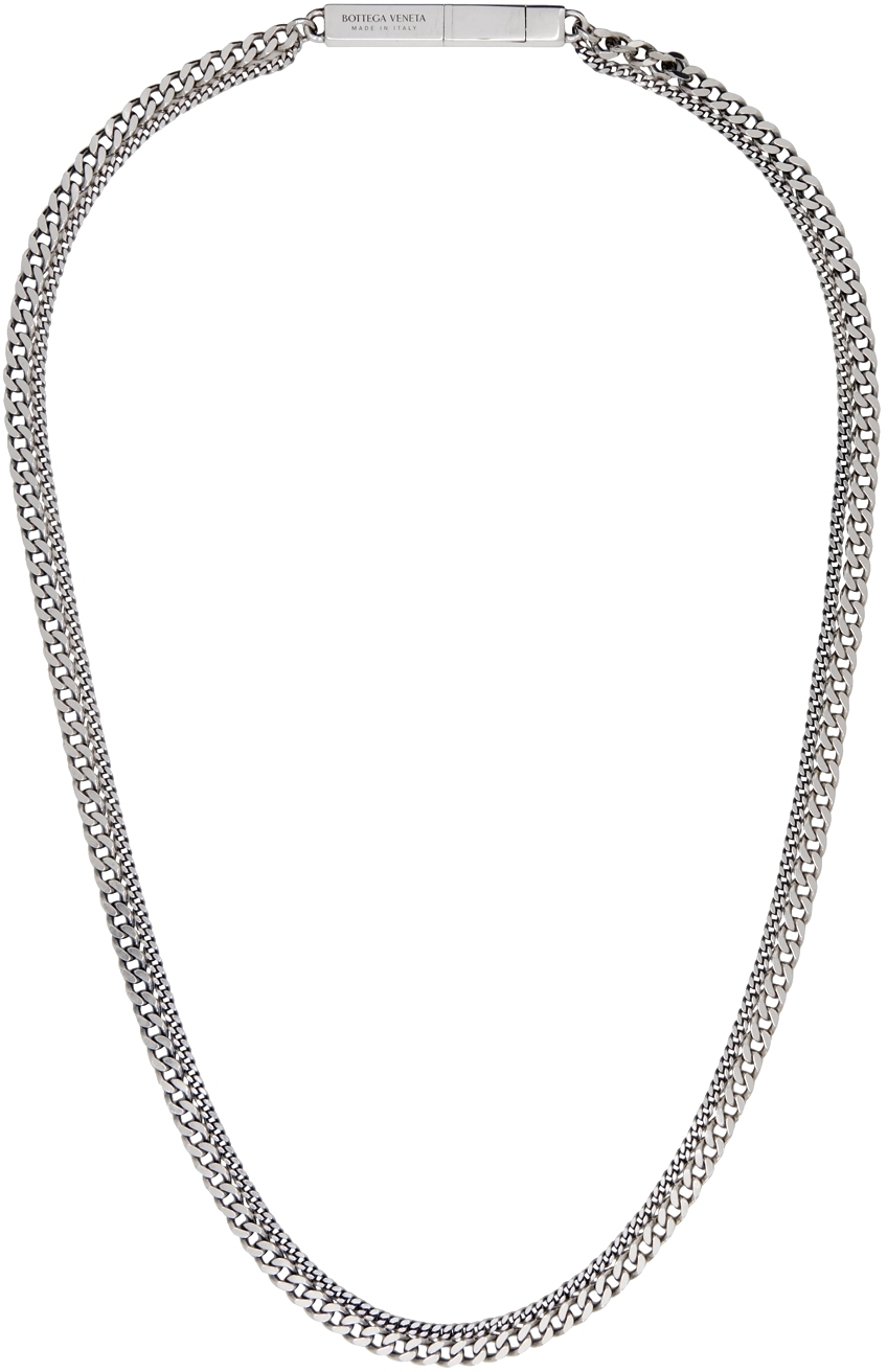 Bottega Silver Tiered Chain Necklace Bottega