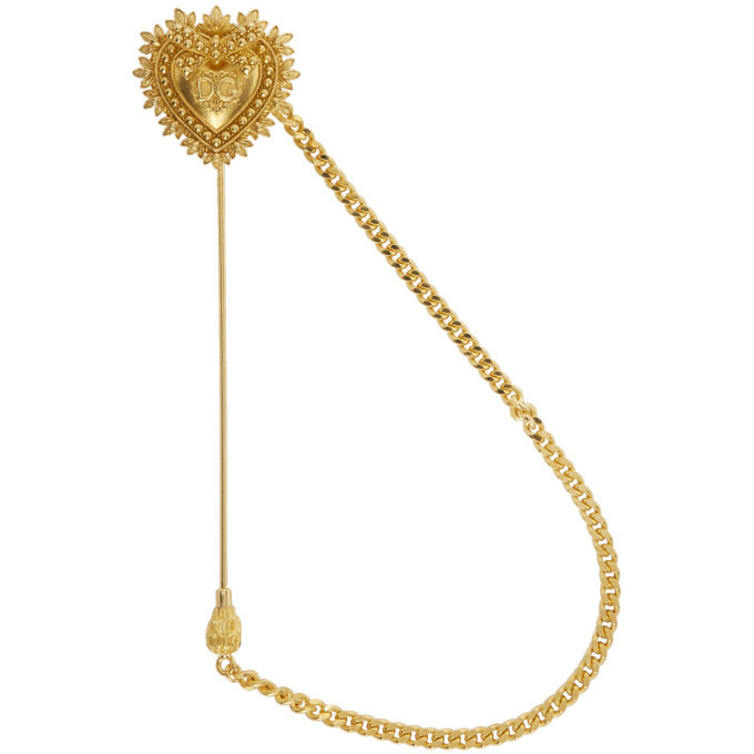 Dolce and Gabbana Gold Heart Lapel Pin Dolce & Gabbana