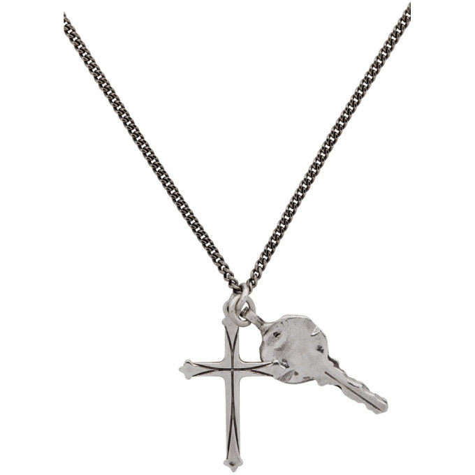 Emanuele Bicocchi Silver Cross and Key Pendant Necklace Emanuele Bicocchi