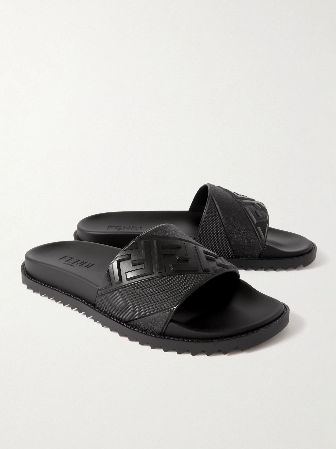 Fendi - Lodo-Embossed Rubber Slides - Black Fendi