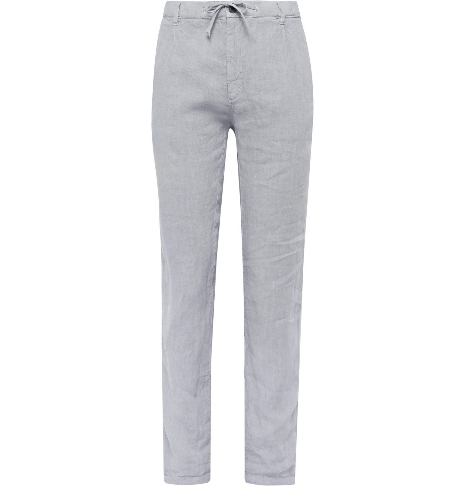 Hartford - Light-Grey Linen Drawstring Trousers - Gray Hartford