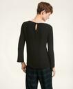 Brooks Brothers Women's Crepe Crew Neck Blouse | Black