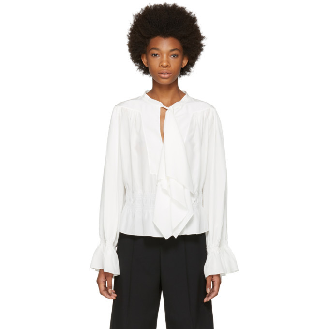 Chloe White Ruffle Bow Blouse Chloe