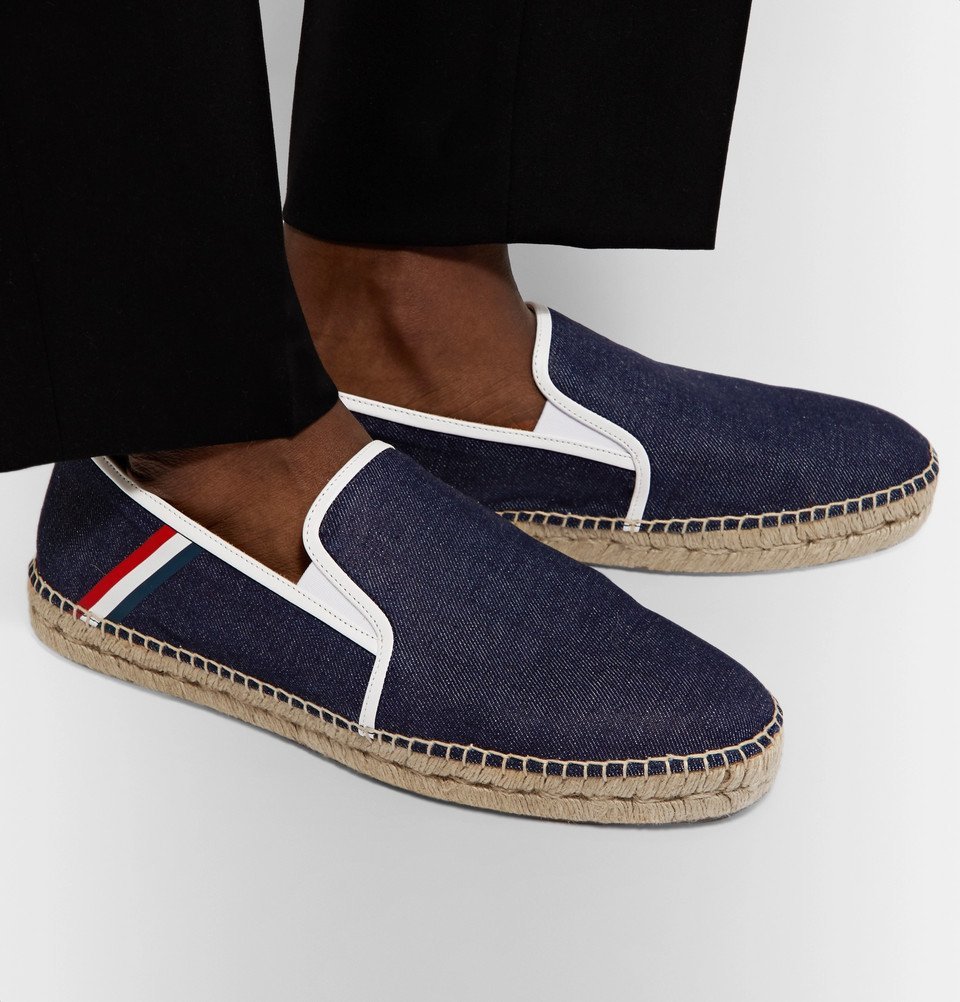 Thom Browne - Grosgrain-Trimmed Denim Espadrilles - Men - Dark denim ...