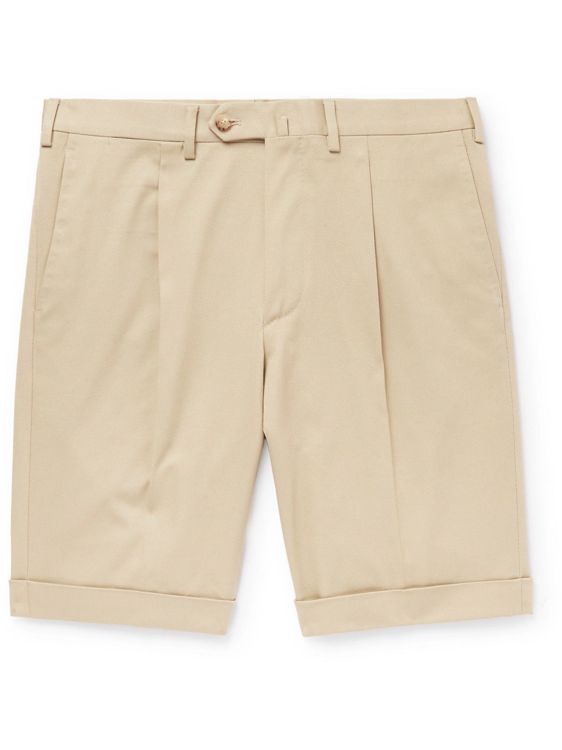 De Petrillo - Straight-Leg Pleated Cotton-Blend Twill Bermuda Shorts ...