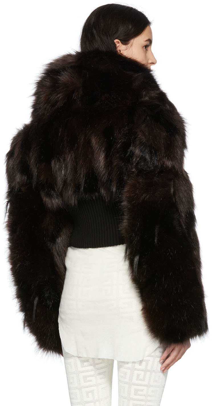 GIVENCHY HOODED CROP FAUX FUR JACKET