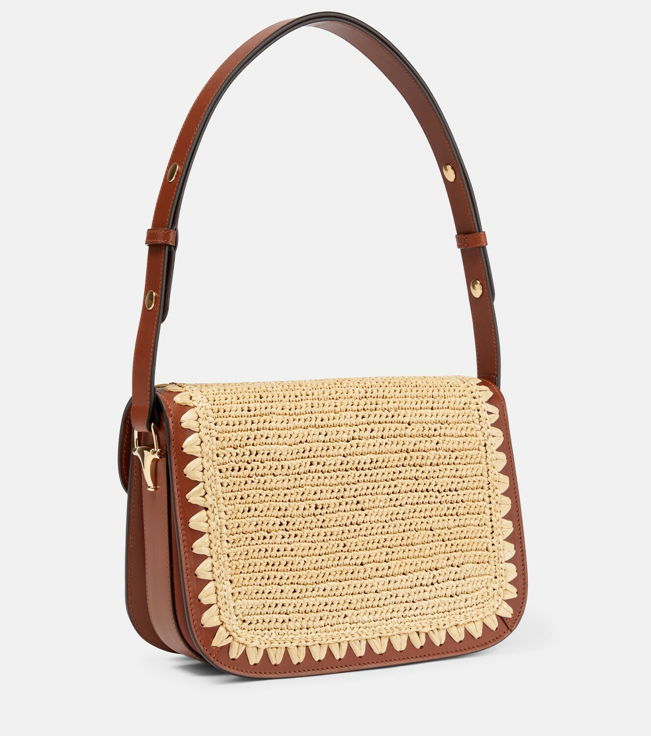 Gucci - Horsebit 1955 raffia-effect shoulder bag Gucci