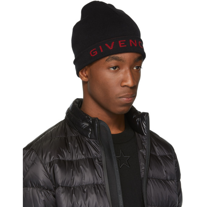 Givenchy Black and Red Logo Beanie Givenchy