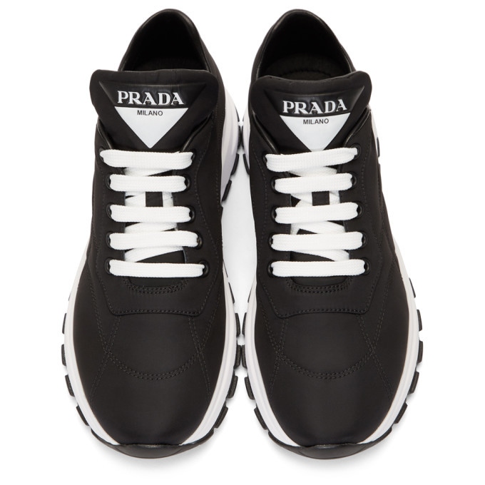 Prada Black Nylon Leather Prax 01 Sneakers Prada