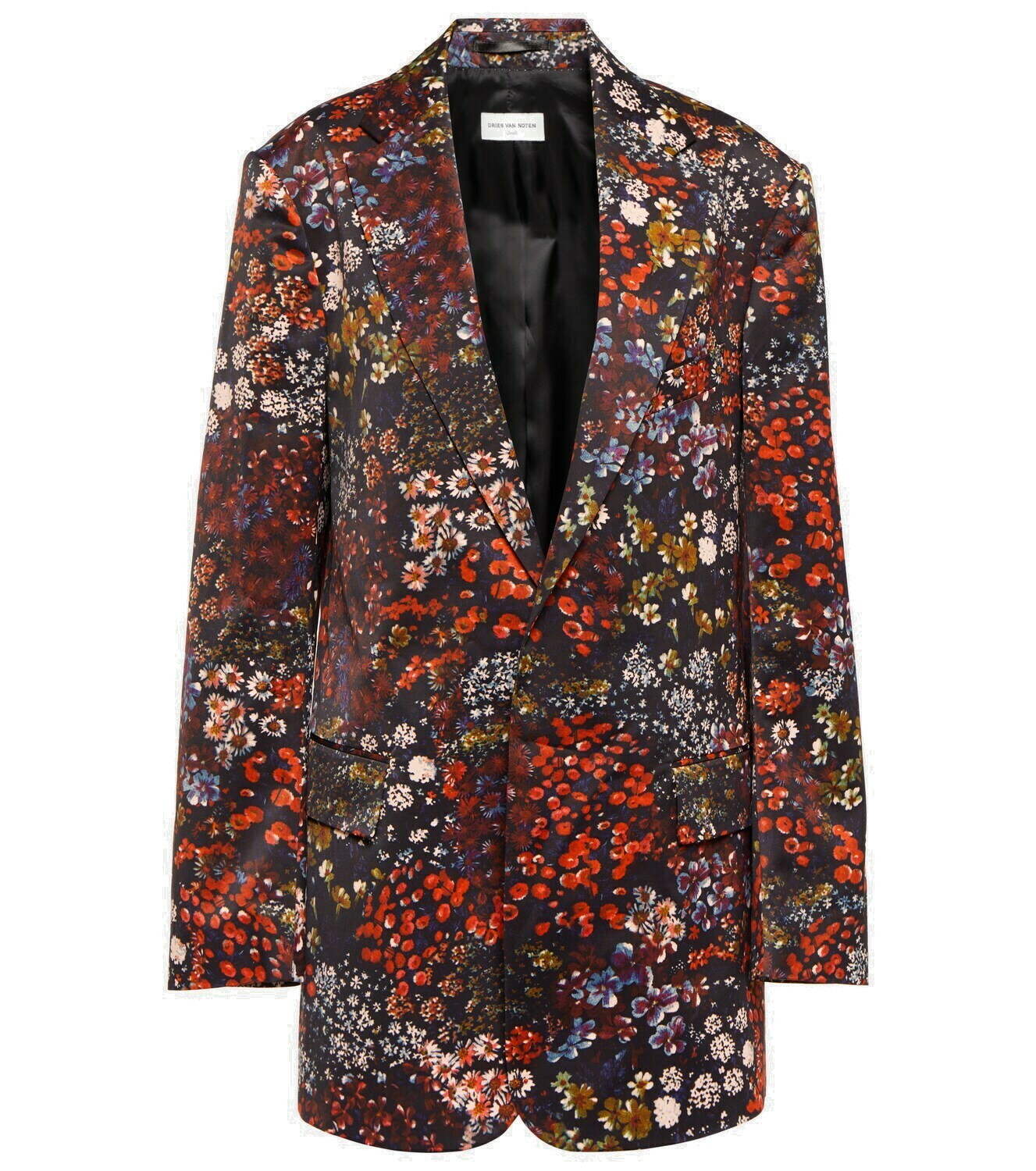 DRIES VAN NOTEN  Size 44 Black Beige Pink Tie Dye Wool Notch Lapel Suit