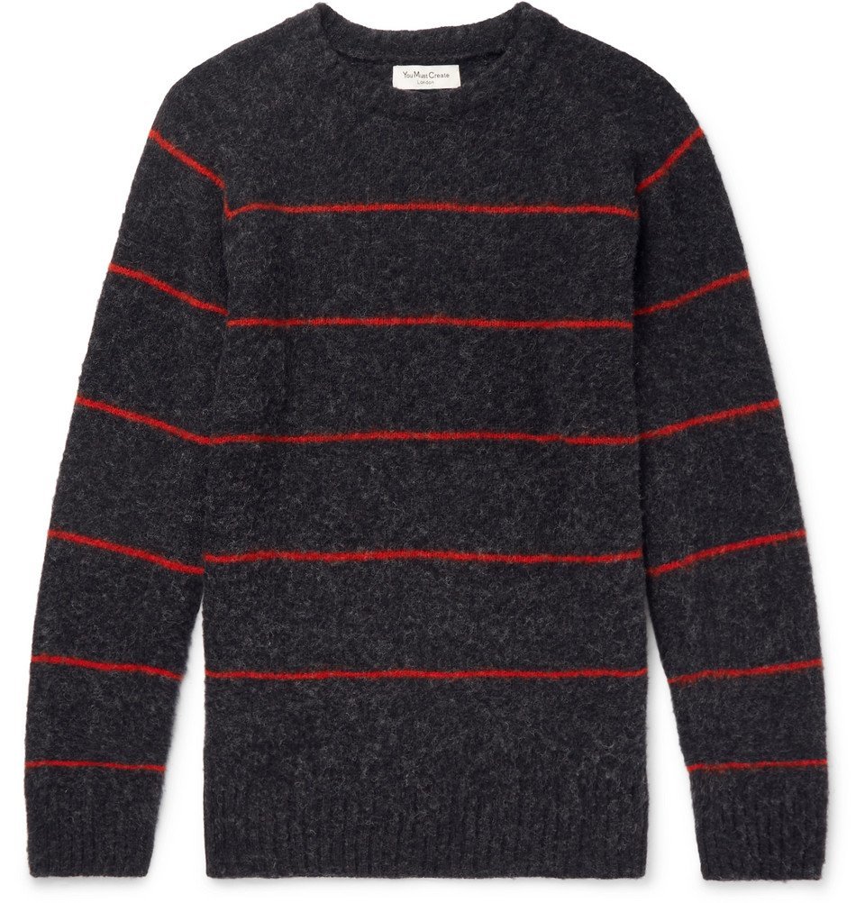 YMC - Striped Wool Sweater - Men - Charcoal YMC
