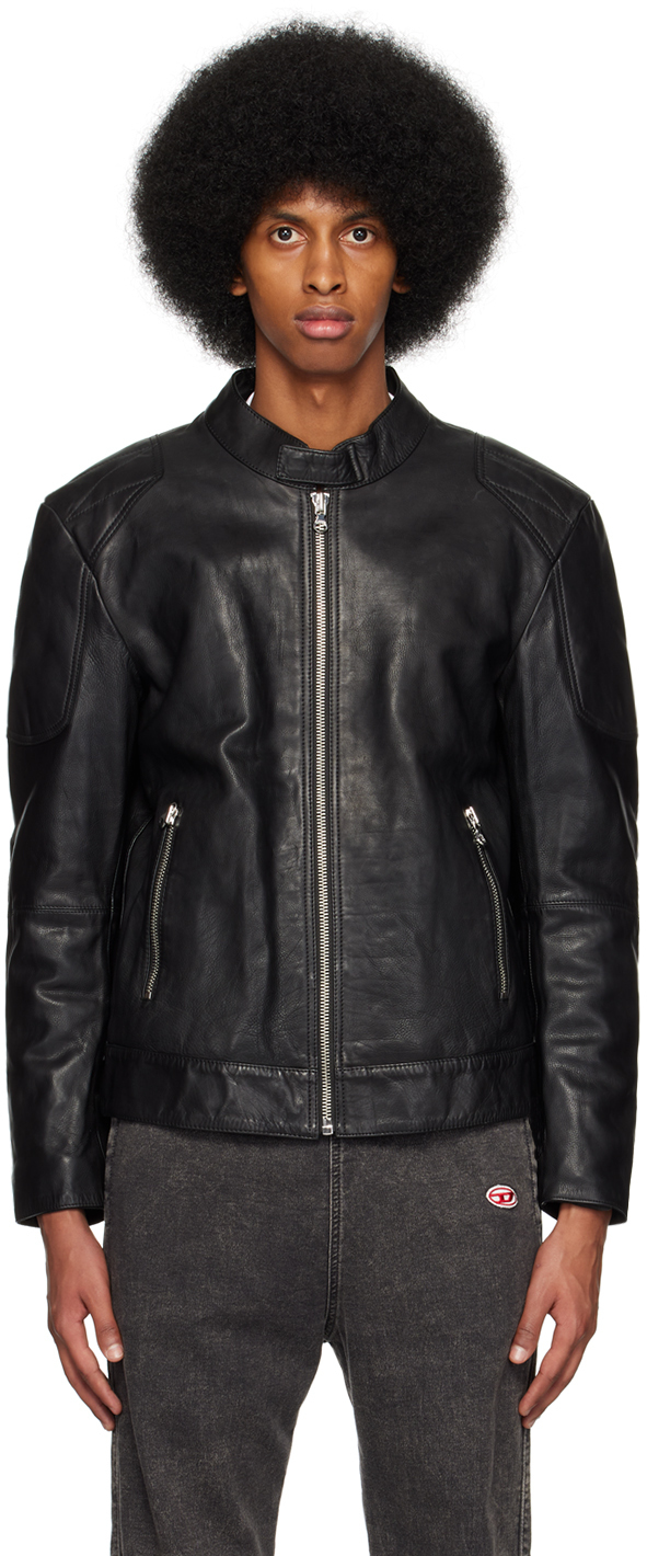 Diesel Black L-Ink-A Leather Jacket Diesel