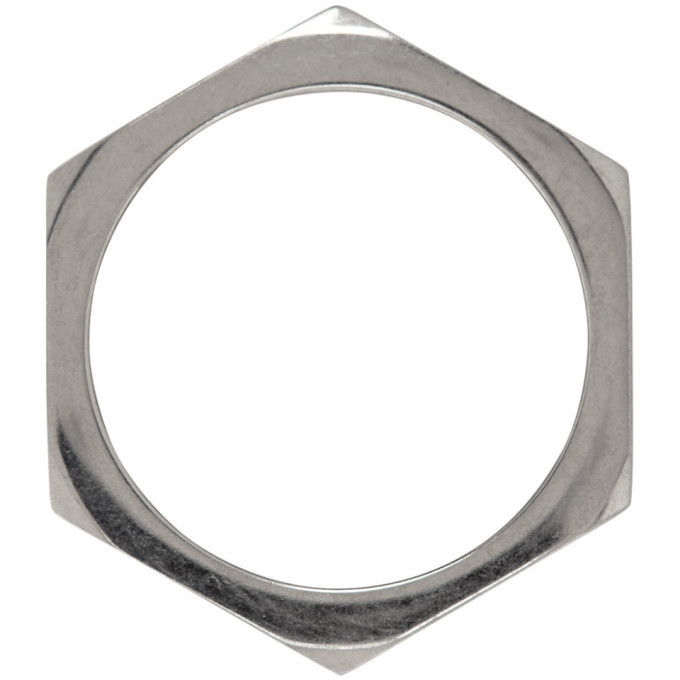 OffWhite Silver Hexnut Ring OffWhite