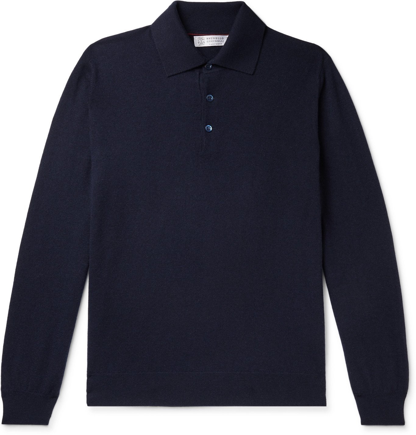 Brunello Cucinelli - Contrast-tipped Cashmere Polo Shirt - Blue 