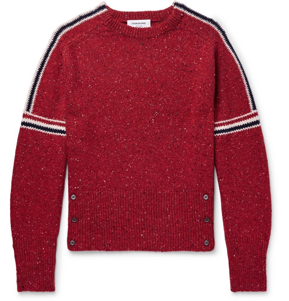 Thom Browne - Striped Wool and Mohair-Blend Sweater - Men - Red Thom Browne