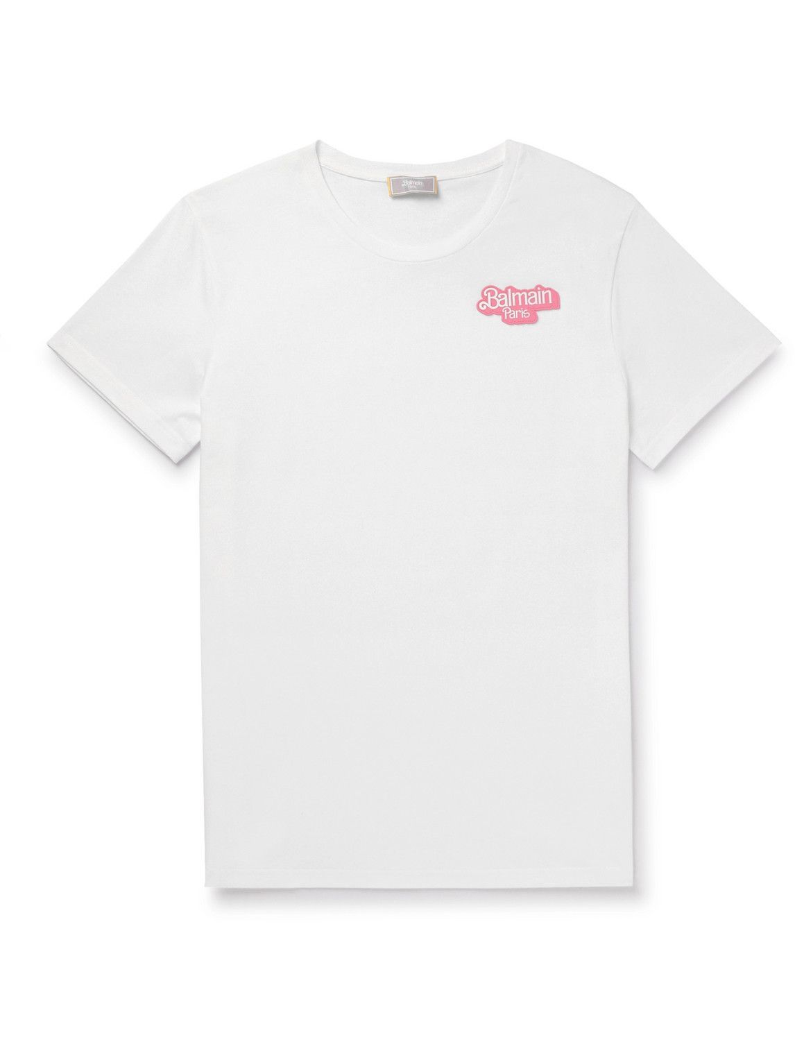 Balmain - Barbie Logo-Appliquéd Cotton-Jersey T-Shirt - White Balmain