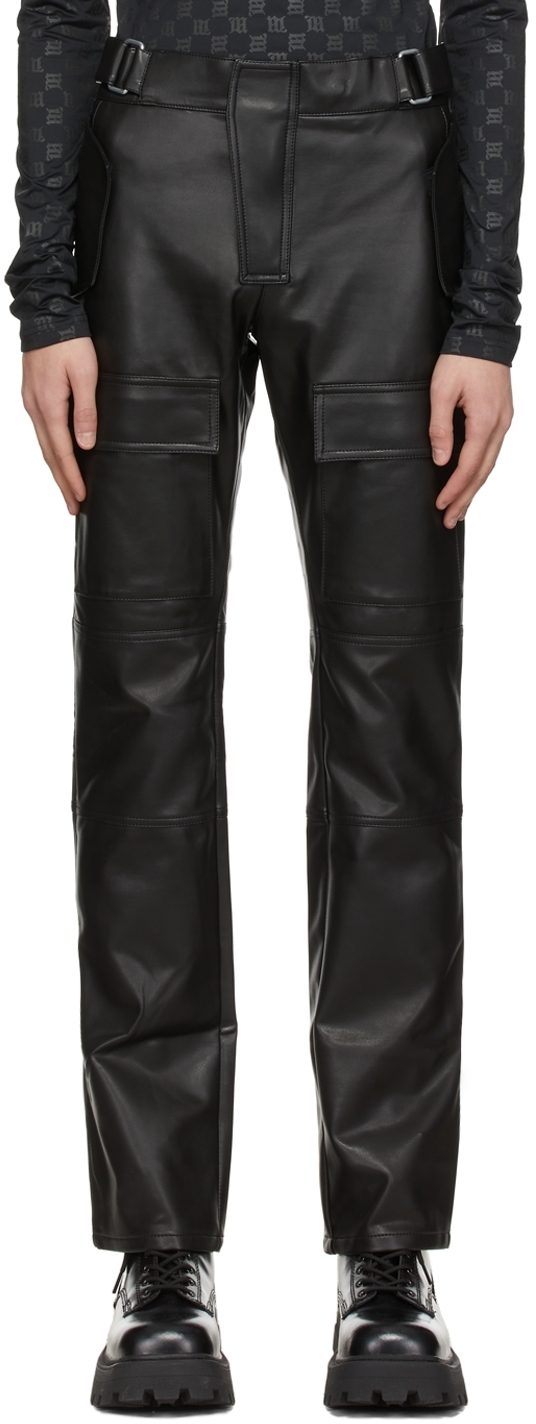 MISBHV Black Faux-Leather Cargo Pants MISBHV