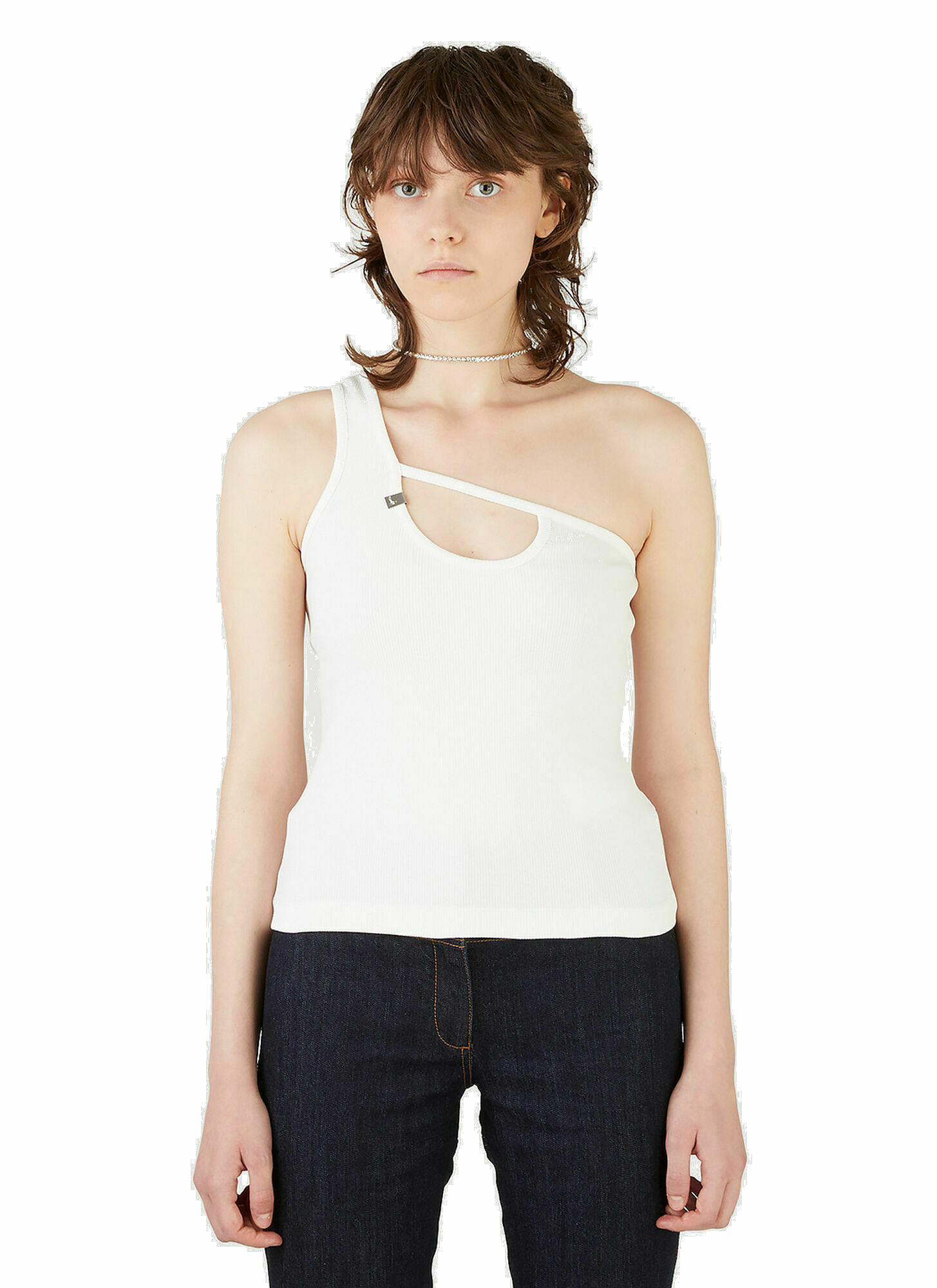 Photo: Webbed Knit Tank Top in White 