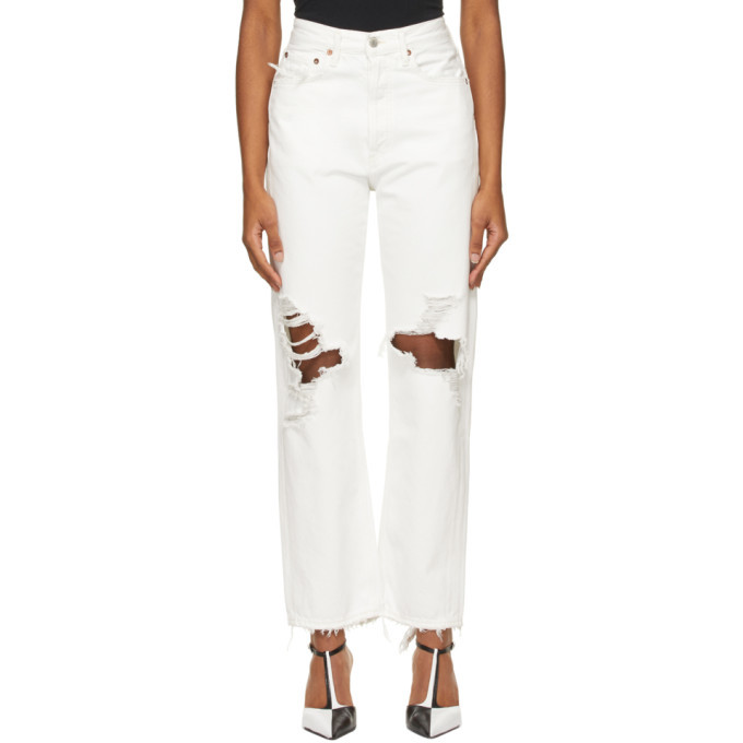 white loose jeans