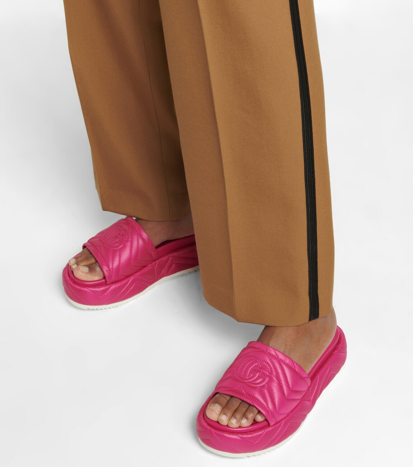 Gucci Angelina quilted satin platform slides Gucci