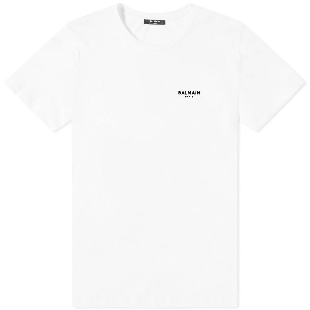 Photo: Balmain Men's Eco Small Logo Printed T-Shirt in White/Black