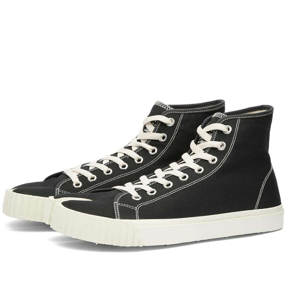 Maison Margiela Men's Canvas Tabi High Top Sneakers in Black/White ...