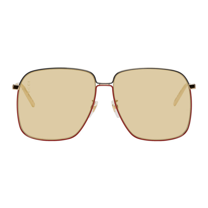 gucci gold square sunglasses