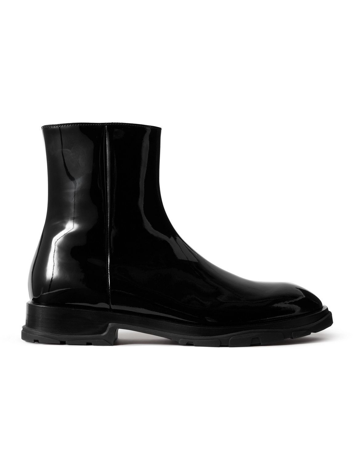 Alexander McQueen - Patent-Leather Ankle Boots - Black Alexander McQueen
