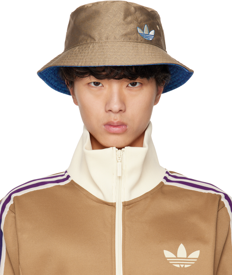 adidas Originals Taupe & Blue Reversible Adicolor 70's Bucket Hat
