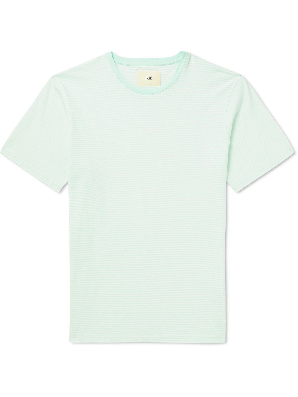 Folk - Striped Cotton-Jersey T-Shirt - Green Folk