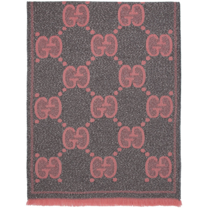 Gucci Grey and Pink Lady Nest Lux Scarf Gucci