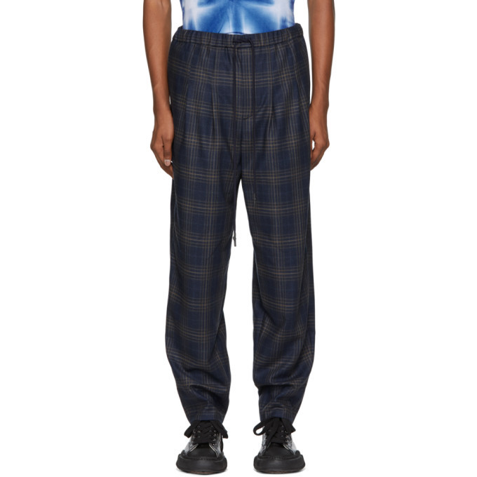 Toga Virilis Blue Checkered Wool Trousers Toga Virilis