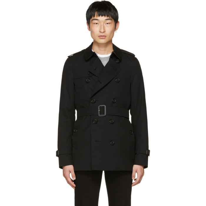 Burberry Black Sandringham Short Trench Coat Burberry