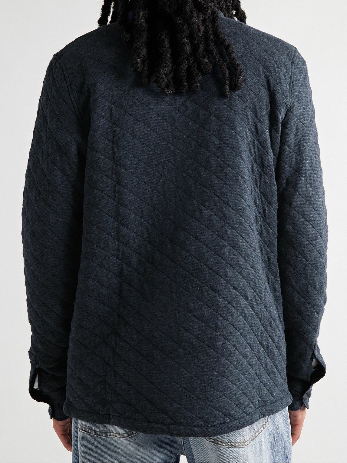 Faherty Epic Quilted CottonBlend Shirt Jacket Blue Faherty