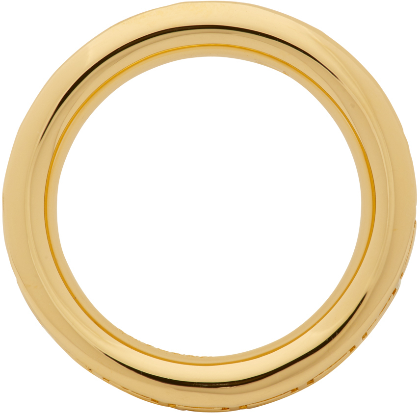 Versace Gold Thin Engraved Greek Key Ring Versace