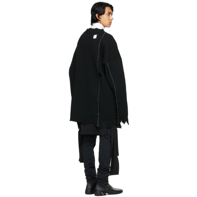 Raf Simons Black Oversized Destroyed Rena Sweater Raf Simons