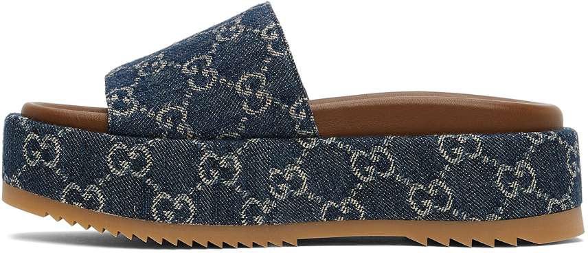 Gucci Blue Denim Platform Slide Sandals Gucci