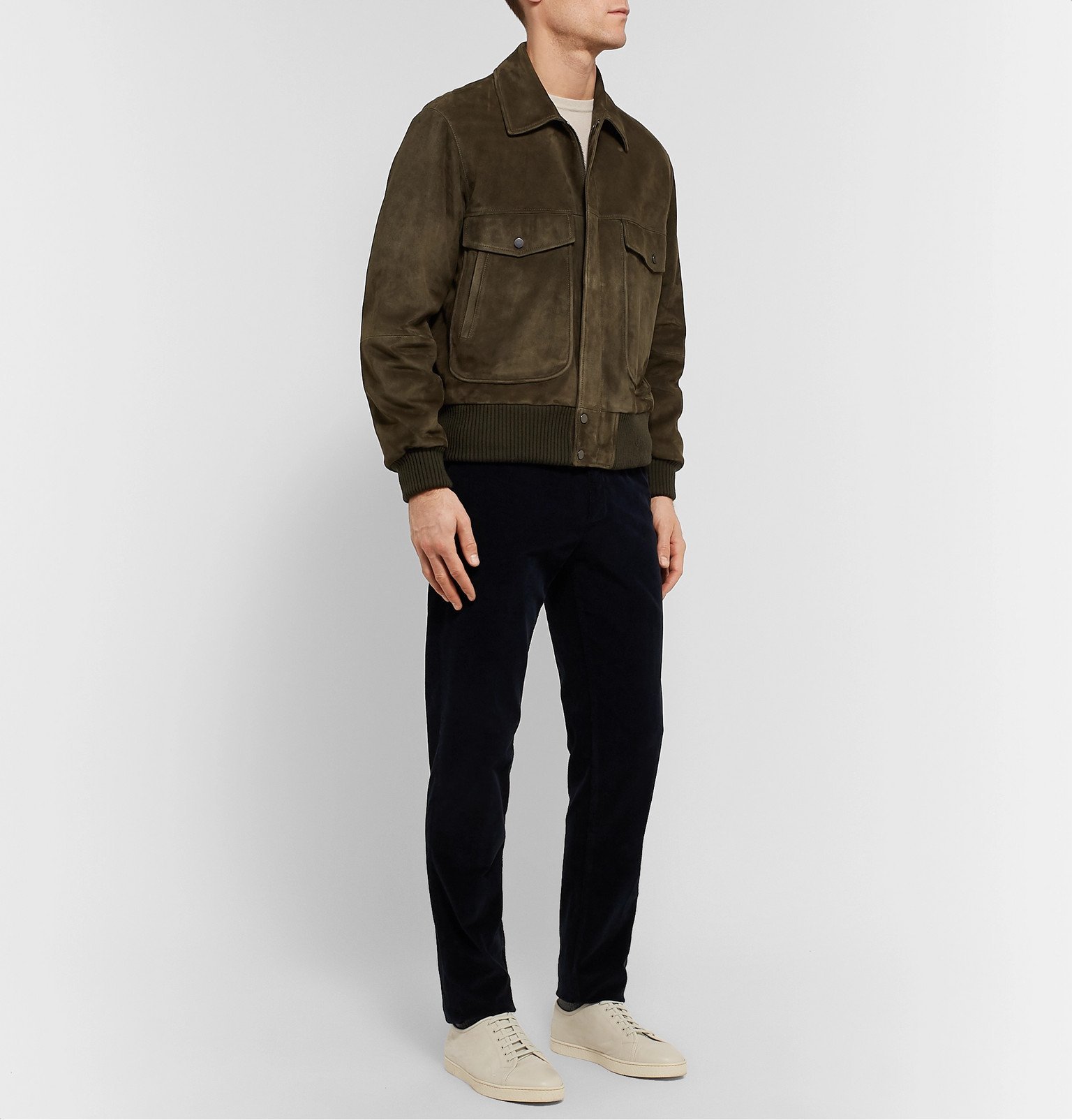 Thom Sweeney - Suede Bomber Jacket - Green Thom Sweeney