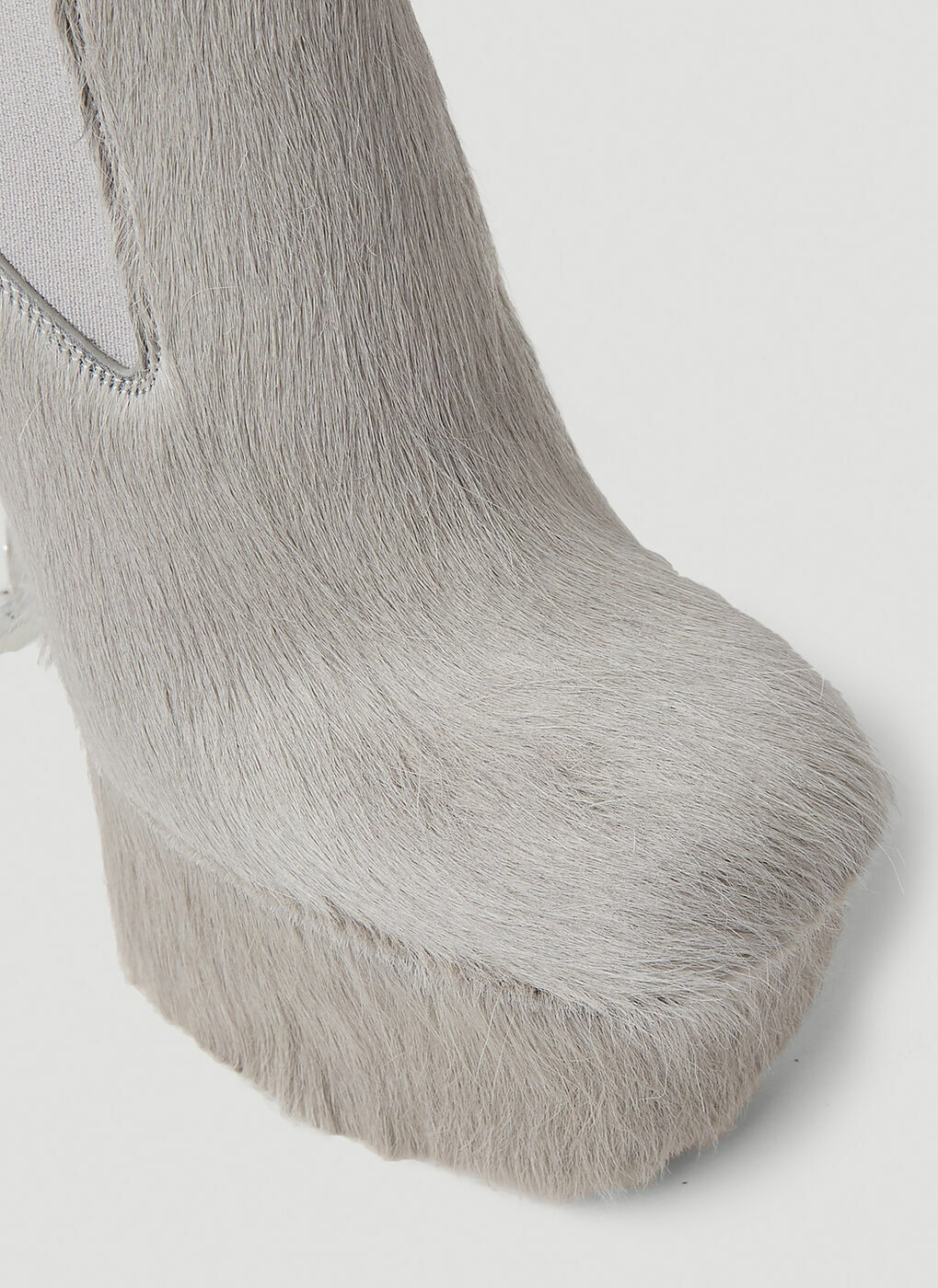 Hairy Platform Heel Boots in Grey